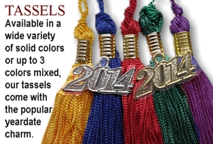 Graduation tassels in just about every color of the rainbow from University Cap & Gown