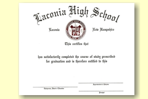 Laconia High School diploma by University Cap & Gown