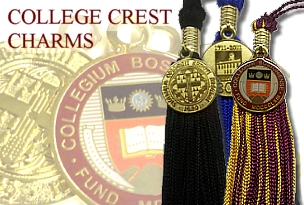 College crest charms for graduation tassels by University Cap & Gown
